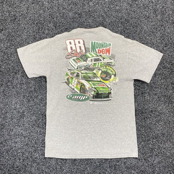 Dale Earnhardt Jr T Shirt Men Gray Nascar Racing Tee Mtn Dew Retro Size Medium - Picture 1 of 7